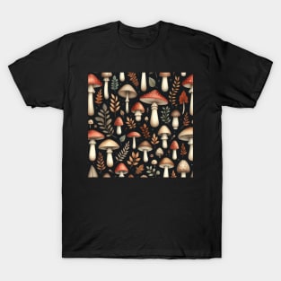 Dark Vintage Mushroom Pattern #3 T-Shirt